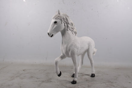 White Majestic Pony Life Size Statue - LM Treasures 
