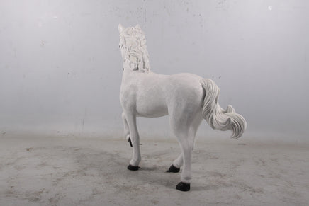 White Majestic Pony Life Size Statue - LM Treasures 