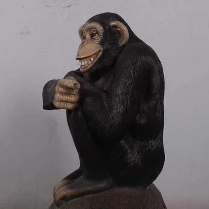 Monkey Chimpanzee On Trunk Life Size Statue - LM Treasures 