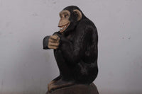 Monkey Chimpanzee On Trunk Life Size Statue - LM Treasures 