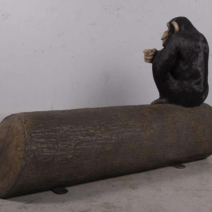 Monkey Chimpanzee On Trunk Life Size Statue - LM Treasures 