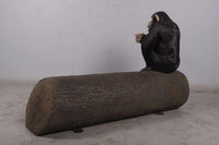 Monkey Chimpanzee On Trunk Life Size Statue - LM Treasures 