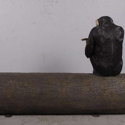 Monkey Chimpanzee On Trunk Life Size Statue - LM Treasures 