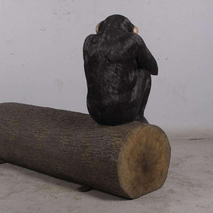 Monkey Chimpanzee On Trunk Life Size Statue - LM Treasures 