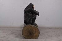 Monkey Chimpanzee On Trunk Life Size Statue - LM Treasures 