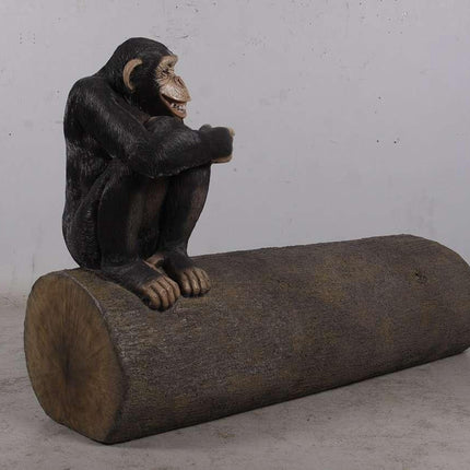 Monkey Chimpanzee On Trunk Life Size Statue - LM Treasures 