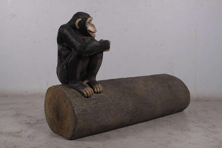 Monkey Chimpanzee On Trunk Life Size Statue - LM Treasures 