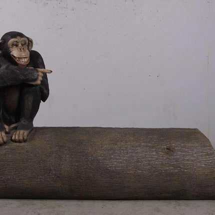 Monkey Chimpanzee On Trunk Life Size Statue - LM Treasures 
