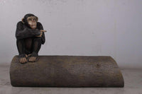 Monkey Chimpanzee On Trunk Life Size Statue - LM Treasures 