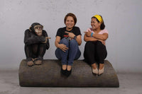 Monkey Chimpanzee On Trunk Life Size Statue - LM Treasures 