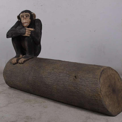 Monkey Chimpanzee On Trunk Life Size Statue - LM Treasures 