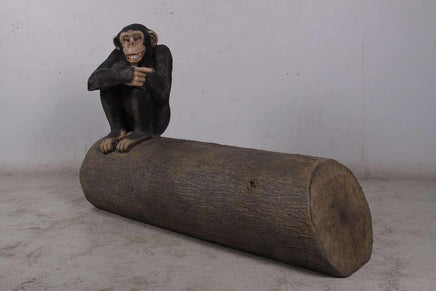 Monkey Chimpanzee On Trunk Life Size Statue - LM Treasures 