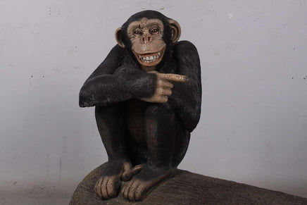 Monkey Chimpanzee On Trunk Life Size Statue - LM Treasures 