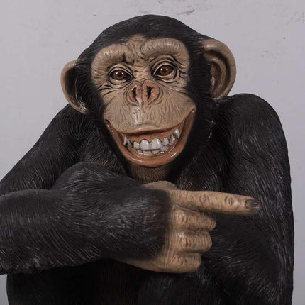 Monkey Chimpanzee On Trunk Life Size Statue - LM Treasures 