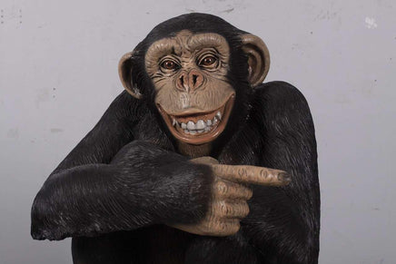 Monkey Chimpanzee On Trunk Life Size Statue - LM Treasures 