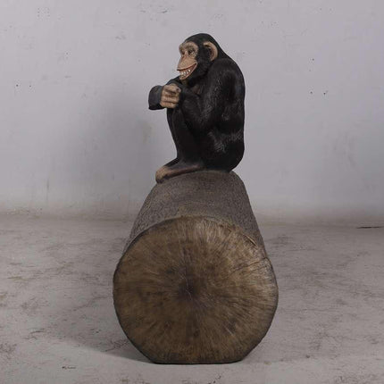 Monkey Chimpanzee On Trunk Life Size Statue - LM Treasures 