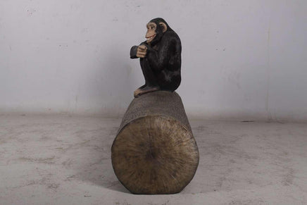 Monkey Chimpanzee On Trunk Life Size Statue - LM Treasures 