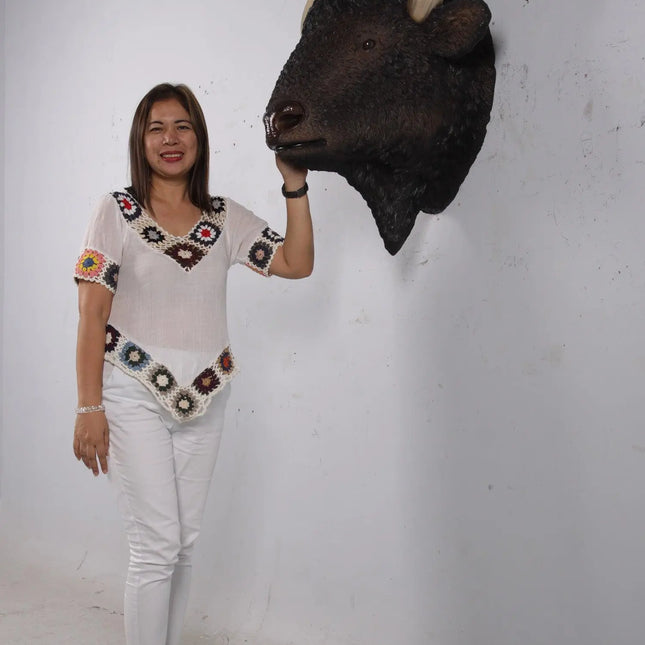 Buffalo American Bison Head Life Size Statue LM Treasures - H