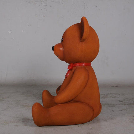 Brown Teddy Bear With Bow Over Sized Statue - LM Treasures 