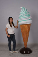 Soft Serve Mint Green Ice Cream Over Sized Statue - LM Treasures 