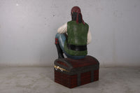 Pirate On Treasures Chest Life Size Statue - LM Treasures 