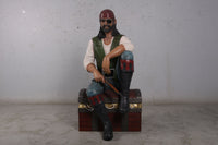 Pirate On Treasures Chest Life Size Statue - LM Treasures 