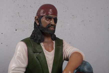 Pirate On Treasures Chest Life Size Statue - LM Treasures 