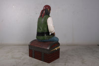 Pirate On Treasures Chest Life Size Statue - LM Treasures 