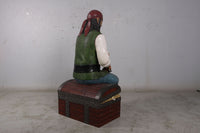 Pirate On Chest Life Size Statue - LM Treasures 