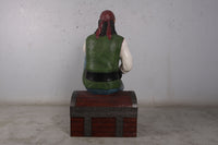 Pirate On Treasures Chest Life Size Statue - LM Treasures 