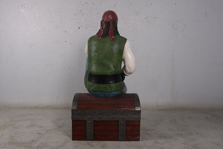 Pirate On Treasures Chest Life Size Statue - LM Treasures 