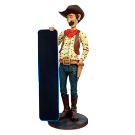 Cowboy With Menu Life Size Statue - LM Treasures Life Size Statues & Prop Rental