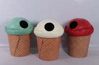 Strawberry Ice Cream Trash Can Over Sized Statue - LM Treasures Life Size Statues & Prop Rental