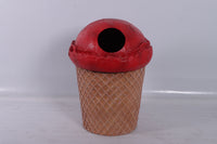 Strawberry Ice Cream Trash Can Over Sized Statue - LM Treasures Life Size Statues & Prop Rental
