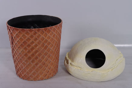 Vanilla Ice Cream Trash Can Over Sized Statue - LM Treasures Life Size Statues & Prop Rental