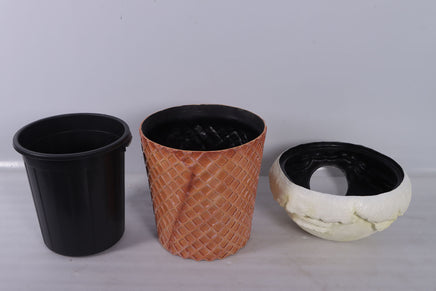 Vanilla Ice Cream Trash Can Over Sized Statue - LM Treasures Life Size Statues & Prop Rental