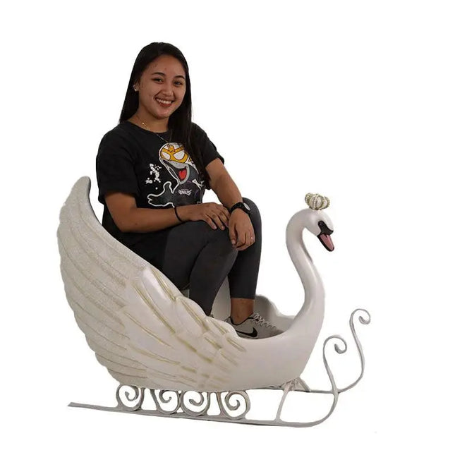 Small Swan Sleigh Statue LM Treasures - H