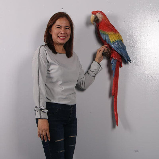 Scarlet Macaw Parrot Life Size Statue - LM Treasures 