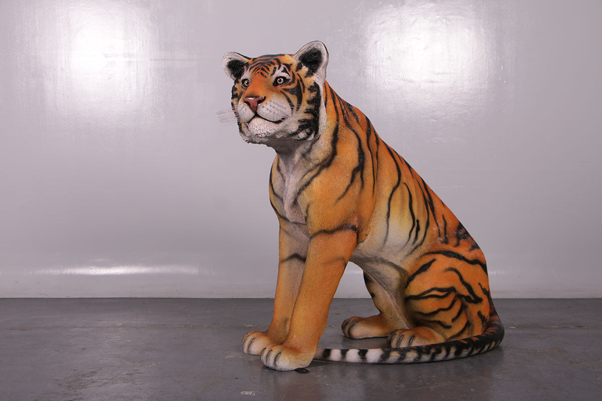 Pair of Sumatran Tiger Statues Life Size Jungle Lion Sculpture