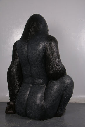 Large Silver Back Gorilla Sitting Life Size Statue - LM Treasures 