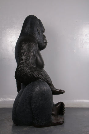 Large Silver Back Gorilla Sitting Life Size Statue - LM Treasures 