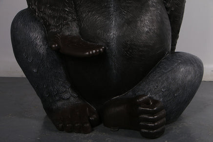 Large Silver Back Gorilla Sitting Life Size Statue - LM Treasures 