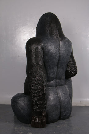 Large Silver Back Gorilla Sitting Life Size Statue - LM Treasures 