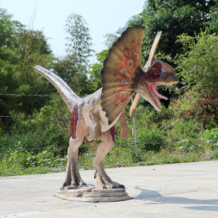 Dilophosaurus Dinosaur Gel Coat Life Size Statue - LM Treasures Life Size Statues & Prop Rental