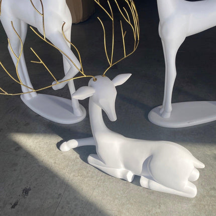 White Reindeer Glitz Collection Set of 3 Statues - LM Treasures 