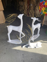 White Reindeer Glitz Collection Set of 3 Statues - LM Treasures 