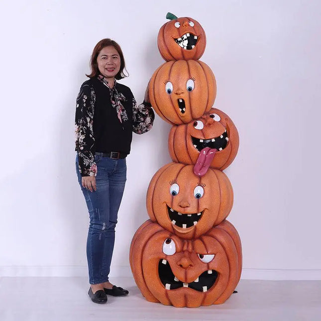 Stacked Crazy Pumpkins Tower Over Sized Statue LM Treasures - H