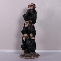 Stacked Three Wise Monkeys Life Size Statue - LM Treasures 