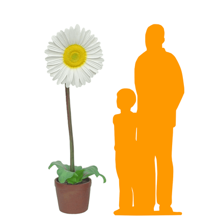 Large Daisy In Pot Over Sized Flower Statue - LM Treasures 