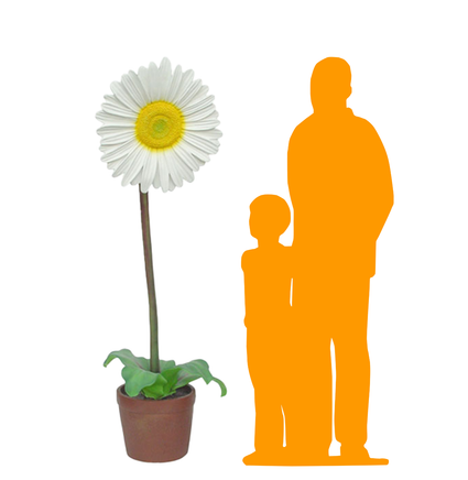 Daisy In Pot Over Sized Flower Statue - LM Treasures Life Size Statues & Prop Rental